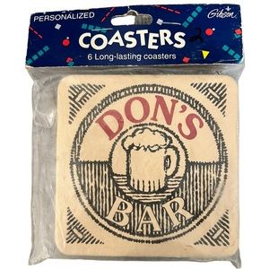 Vintage 1993 Gibson Personalized Set of 6 Coasters “Don’s Bar”